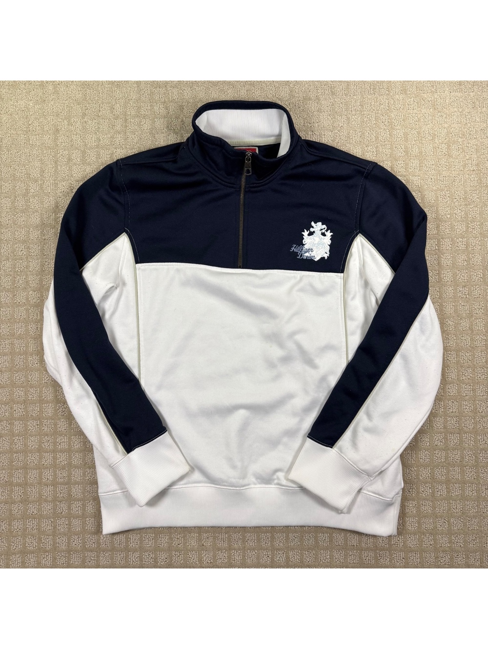 Tommy Hilfiger Denim navy white quarter zip sweatshirt L/G